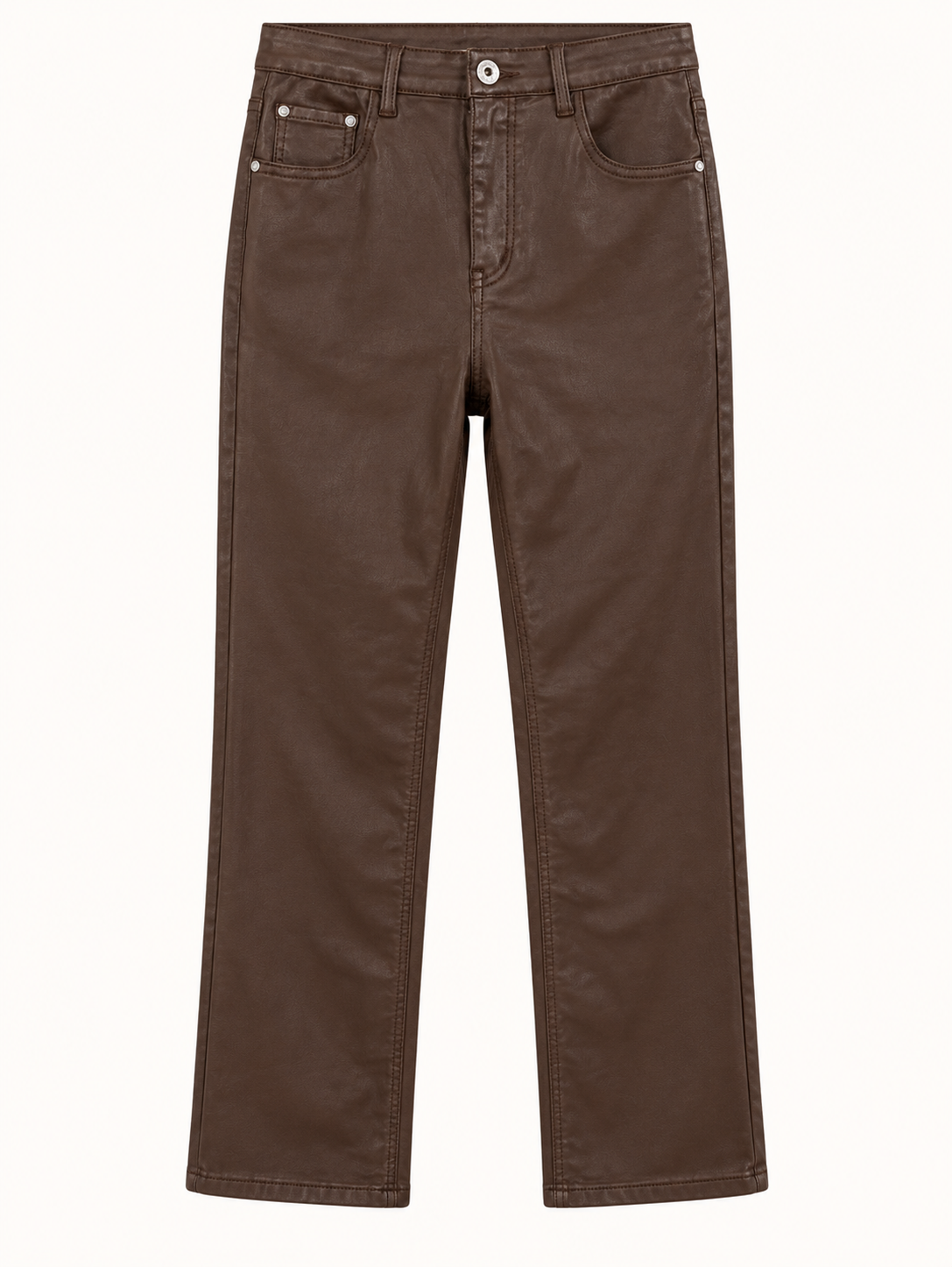 Stylische Kunstlederhose in Schokobraun – Eleganter Bootcut-Style