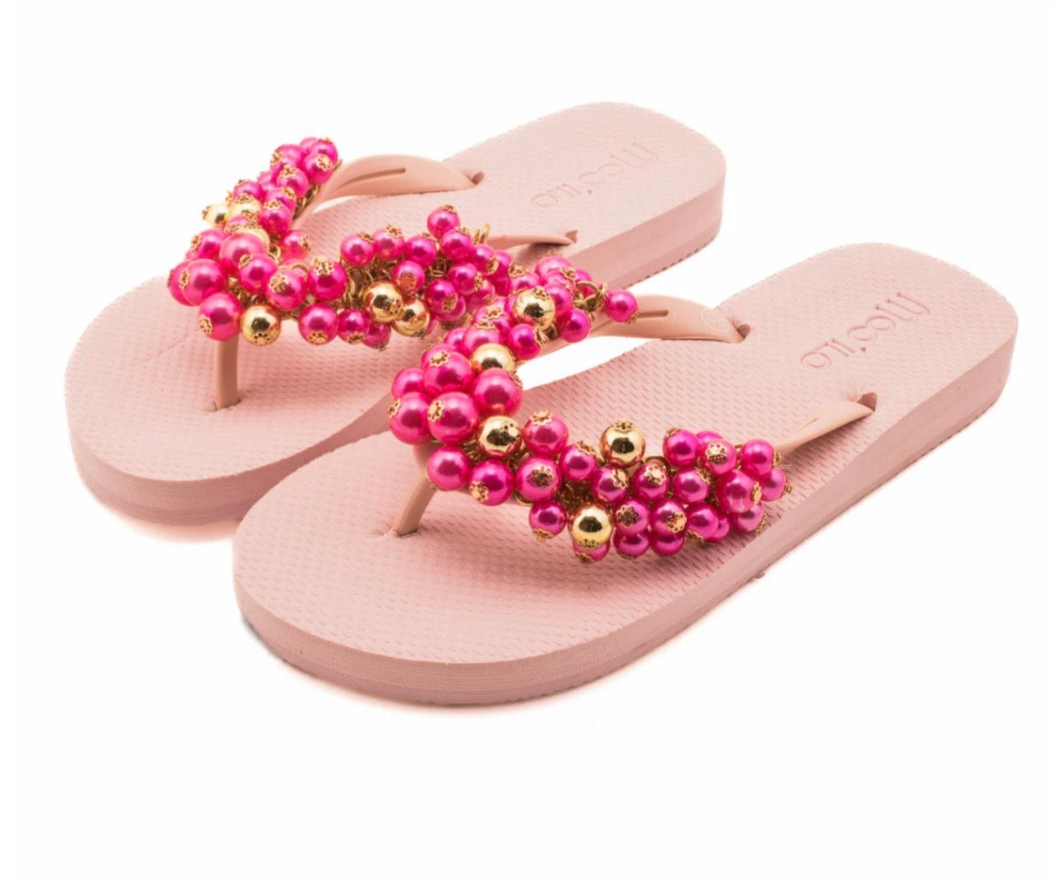 MOOILO Flip-Flops Rosé mit Fußbett – Bequeme Damen Sandalen