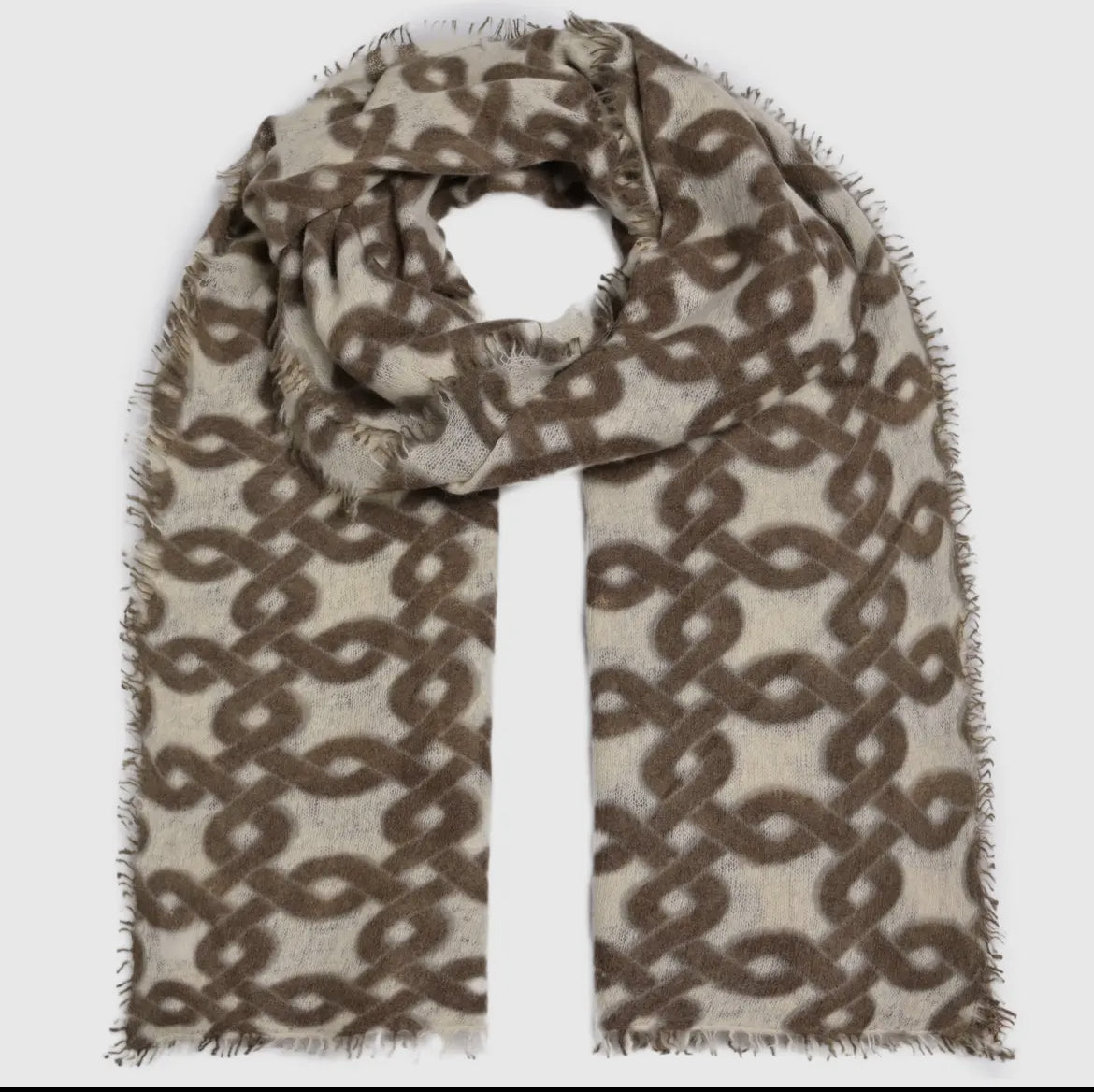 Kaschmir Tuch von Cute Stuff | 100% Kashmir | Edles Muster in Braun & Beige | Eleganter Schal