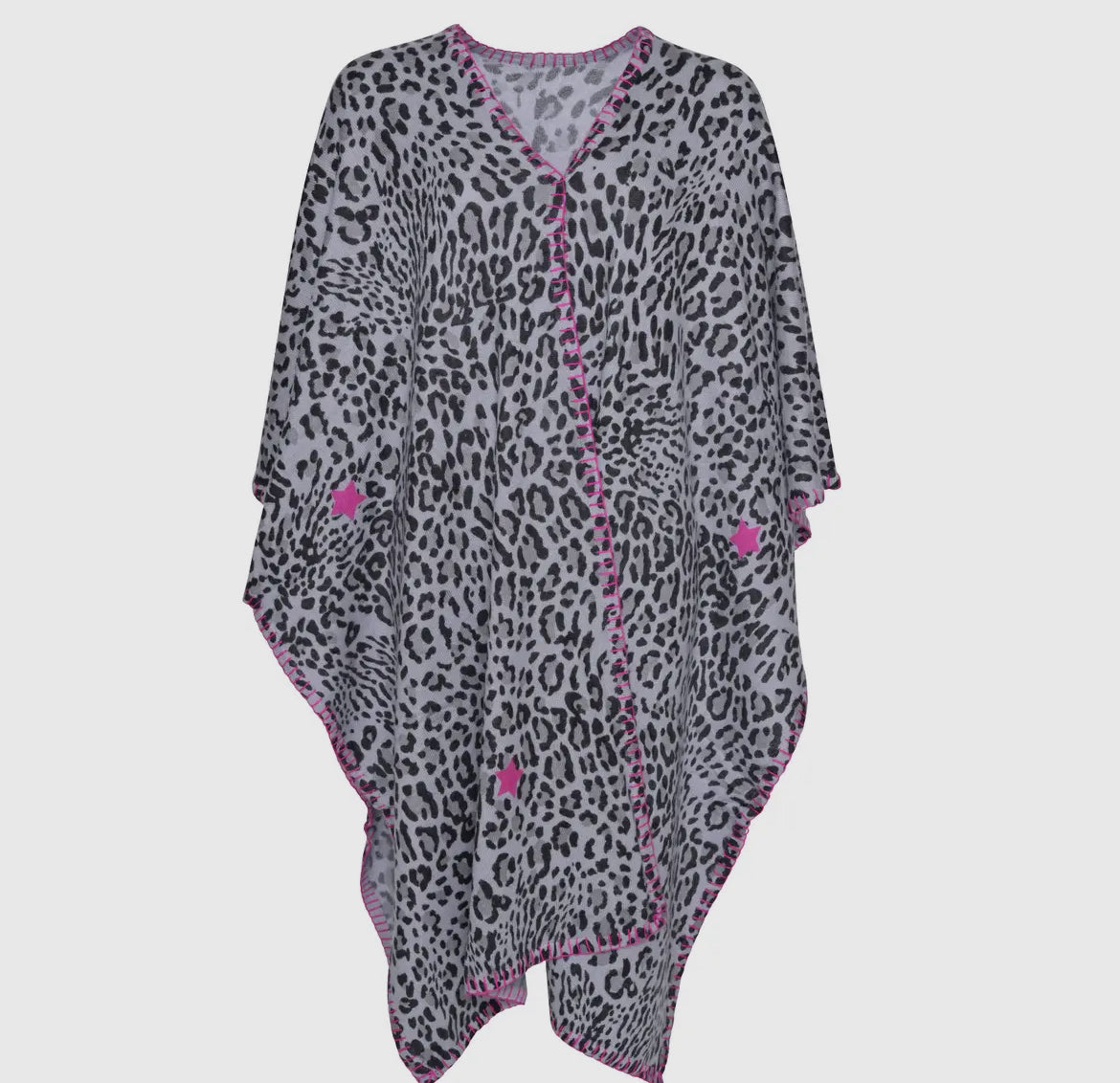 Cute Stuff – Kaschmir-Poncho im Leo-Design mit Sternen-Details