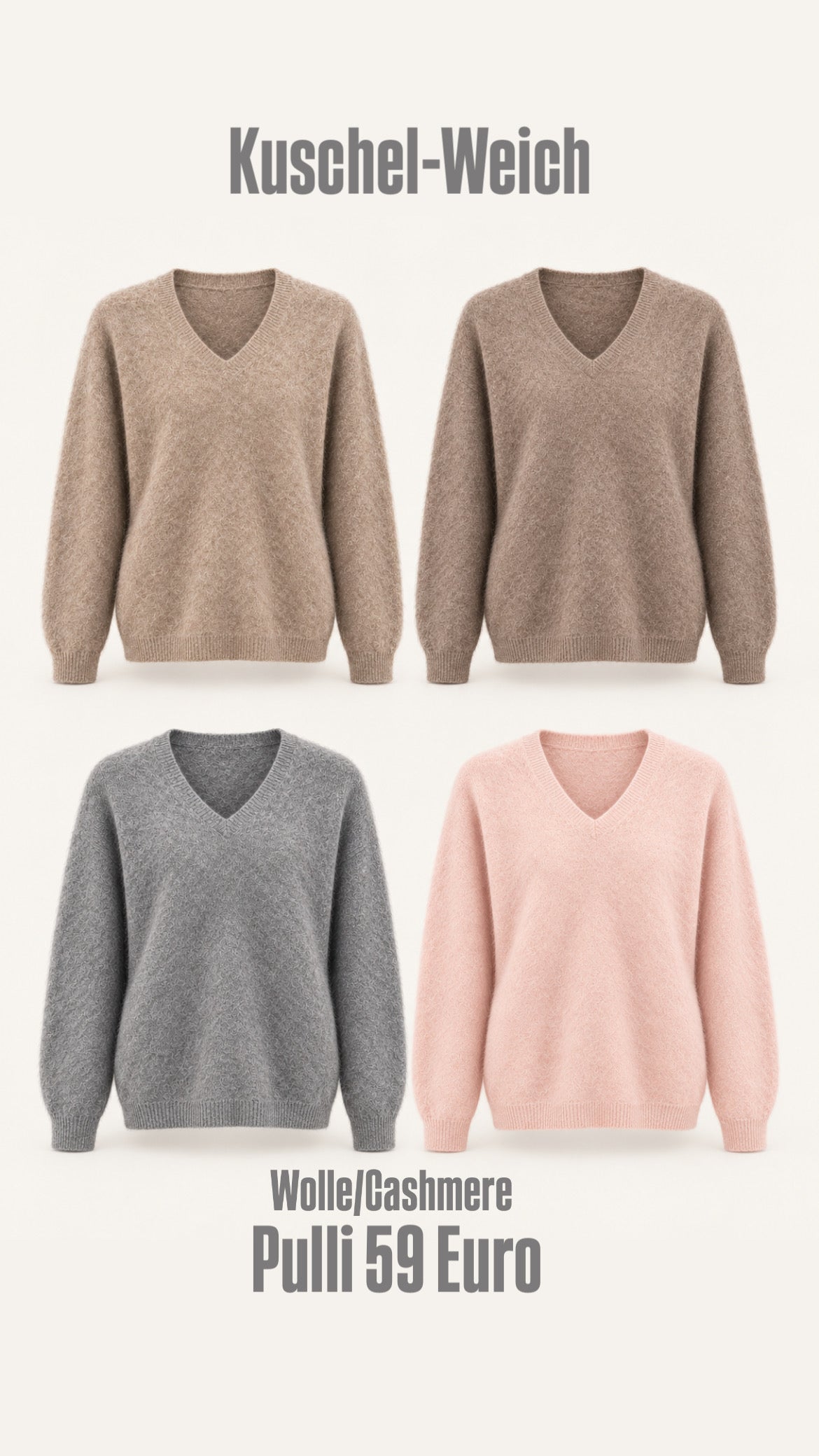 Kuschelweicher V-Ausschnitt-Pullover aus Wolle-Kaschmir-Mix