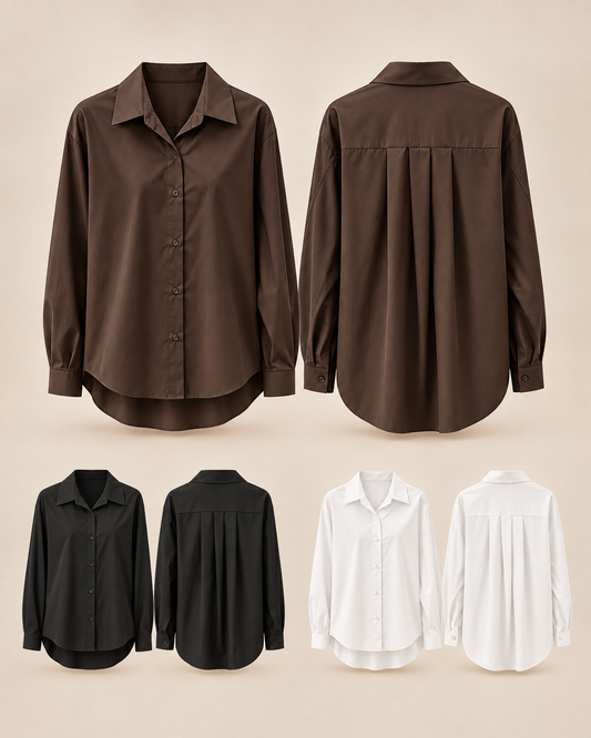 Longbluse mit Faltendetail – vorne kürzer, hinten länger