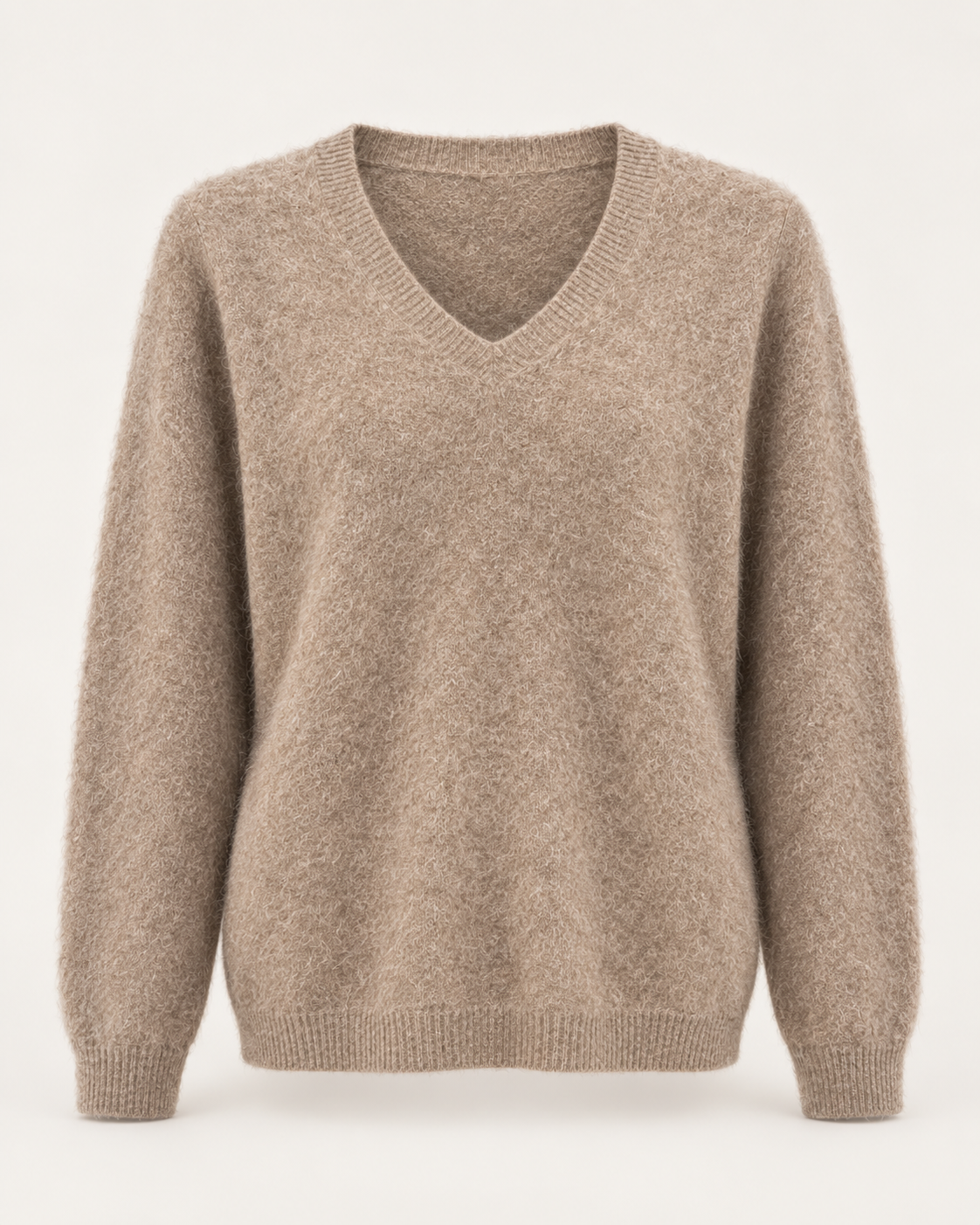 Kuschelweicher V-Ausschnitt-Pullover aus Wolle-Kaschmir-Mix