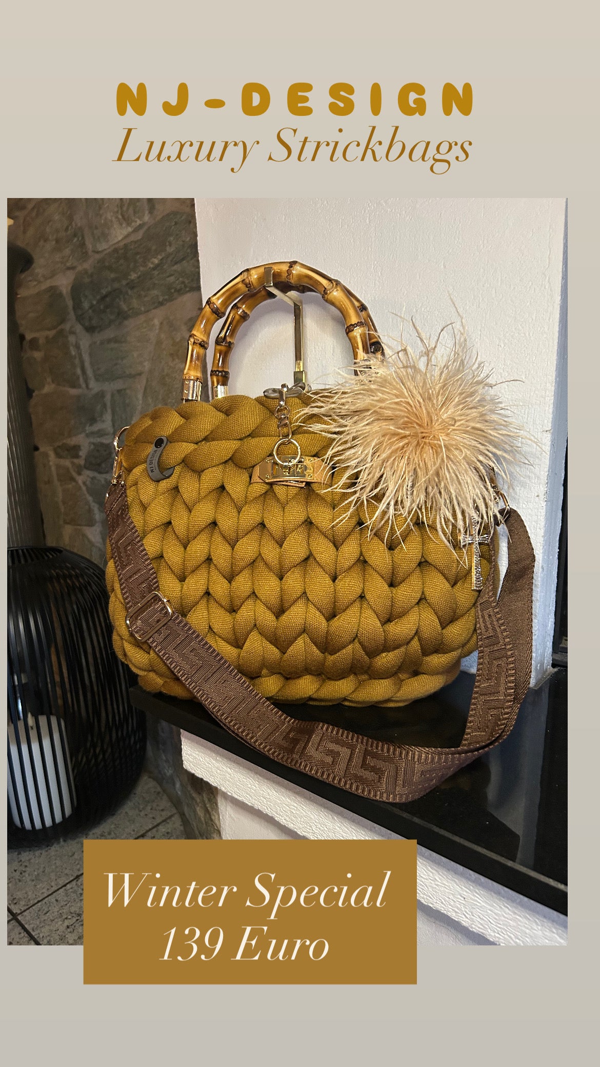 Elegant & zeitlos: 🤎 Grobstricktasche in Ocker – Zeitloses Design & Stilvoller Look