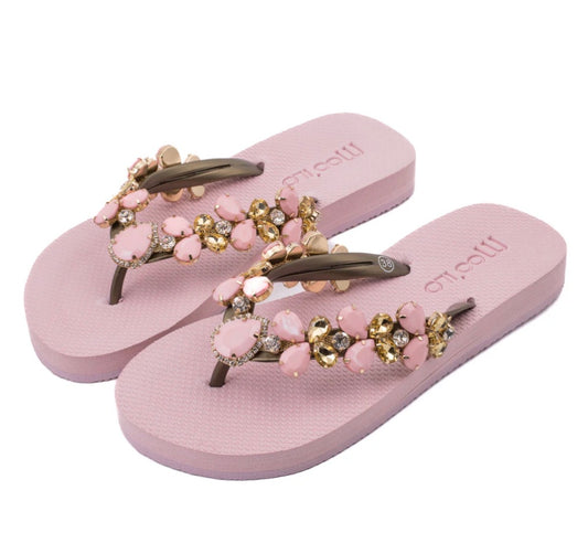 MOOILO Flip-Flops Rosé mit Fußbett – Bequeme Damen Sandalen
