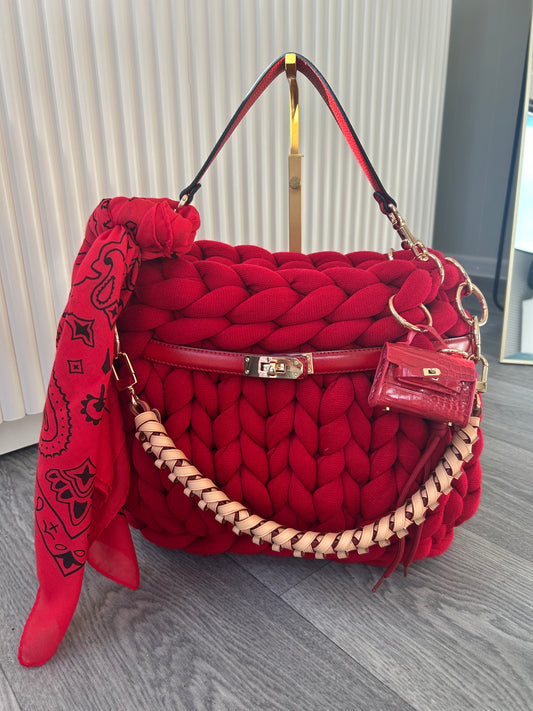 Luxuriöse Stricktasche Handmade