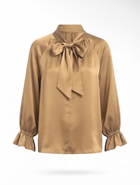 Satin-Bluse mit Schleifendetail aus Viskose-Seide