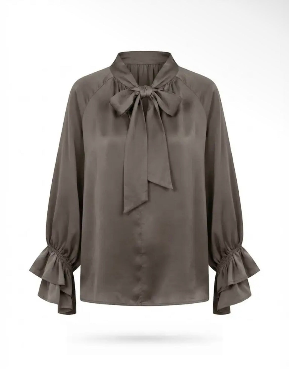 Satin-Bluse mit Schleifendetail aus Viskose-Seide