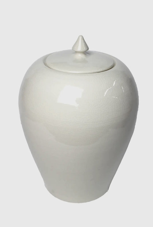 Weiße Keramik-Deckelvase – Stilvolles Wohnaccessoire