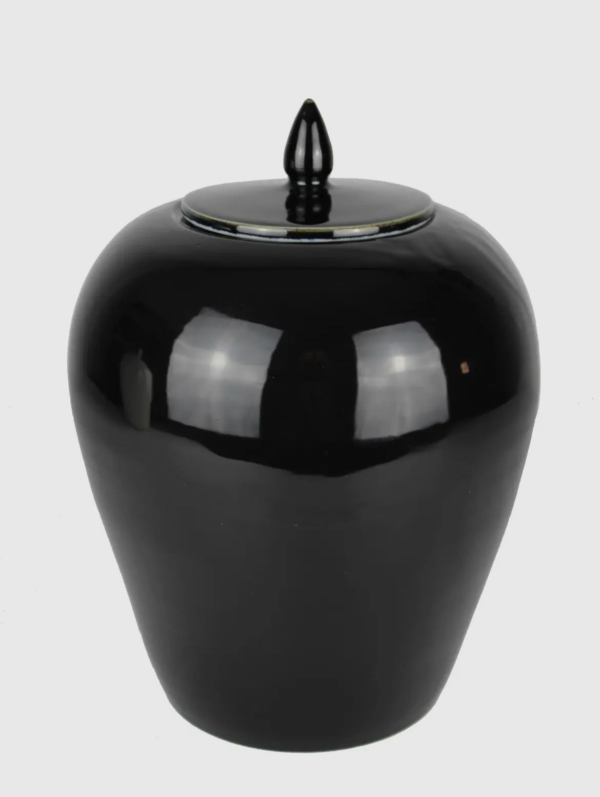 Edle schwarze Deckelvase – Stilvolles Wohnaccessoire mit Statement-Charakter