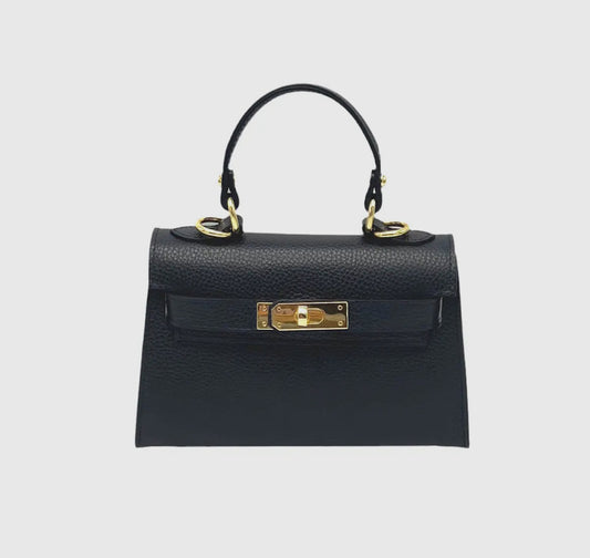 Stylische Mini-Tasche aus echtem Leder | Dunkelblau, abnehmbarer Schulterriemen