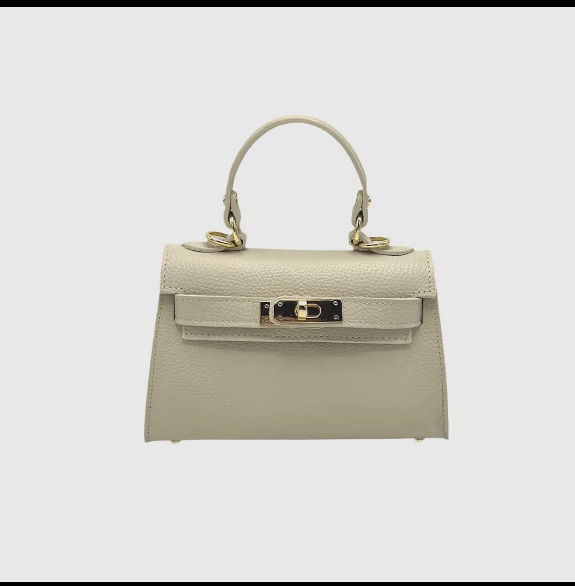 Stylische Mini-Tasche aus echtem Leder | beige, abnehmbarer Schulterriemen