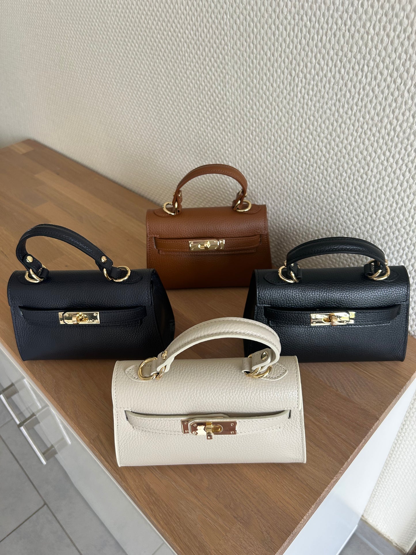 Stylische Mini-Tasche aus echtem Leder | Dunkelblau, abnehmbarer Schulterriemen