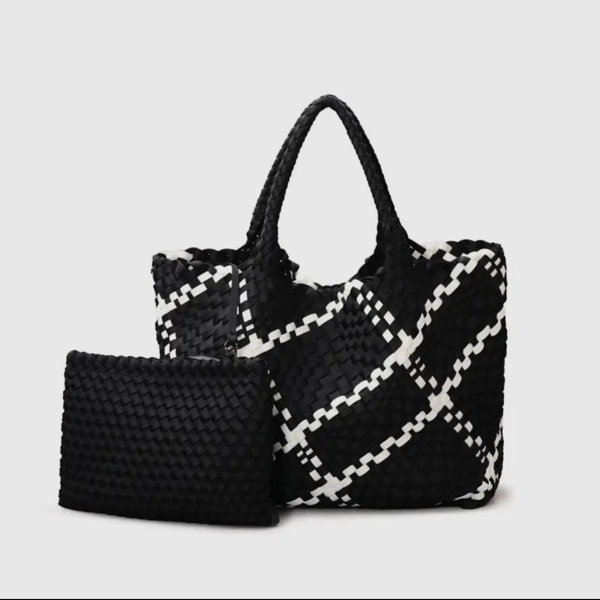 •	„Neopren-Tasche – Schwarz-Weiß & Stylisch“