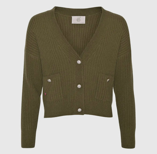 Cute Stuff – Kuscheliger Kaschmir-Cardigan in Moosgrün