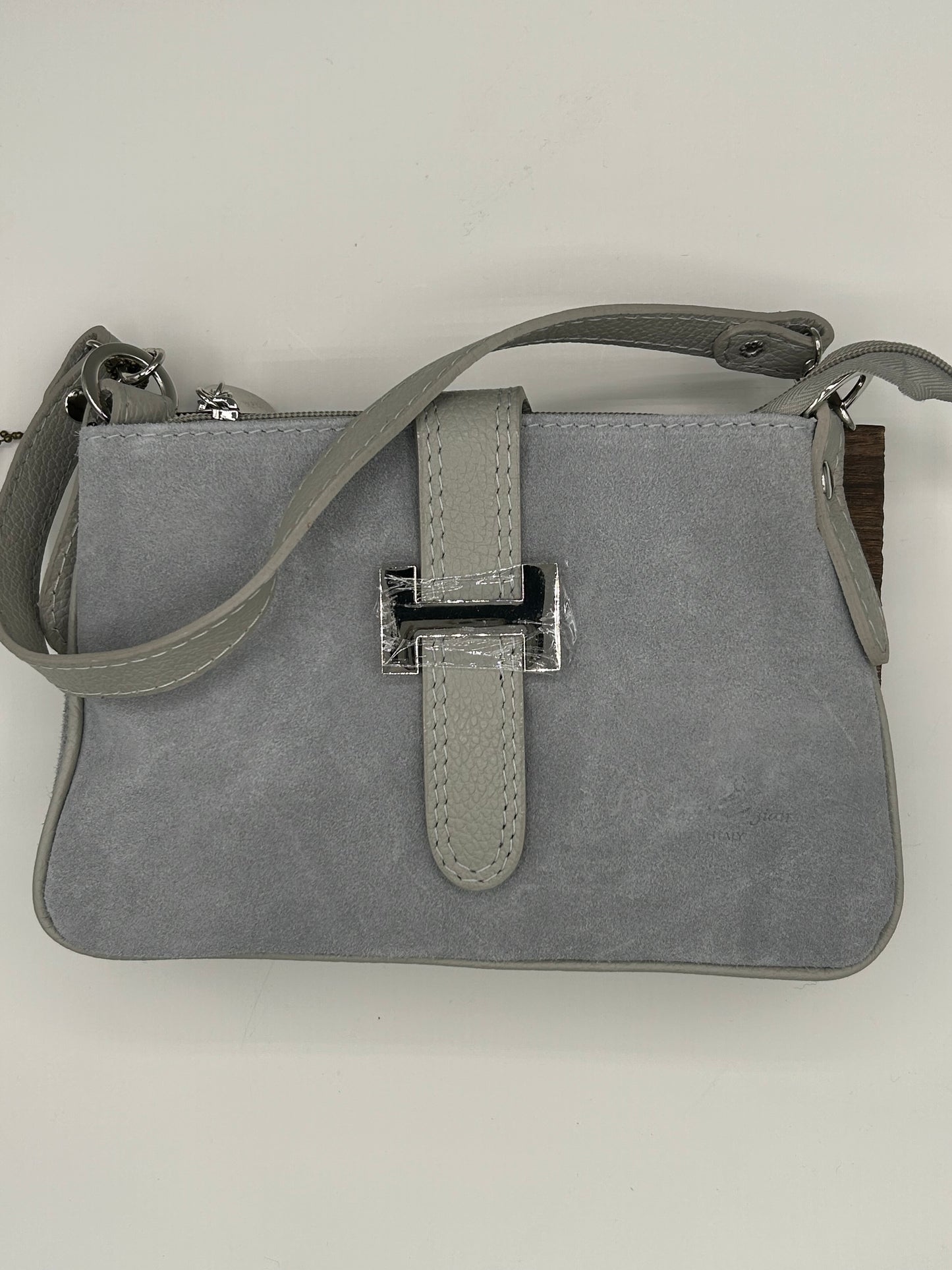 Graue Tasche Wildleder