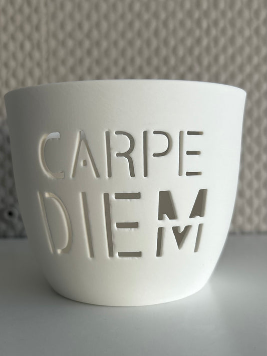 Windlicht CARPE DIEM weiß