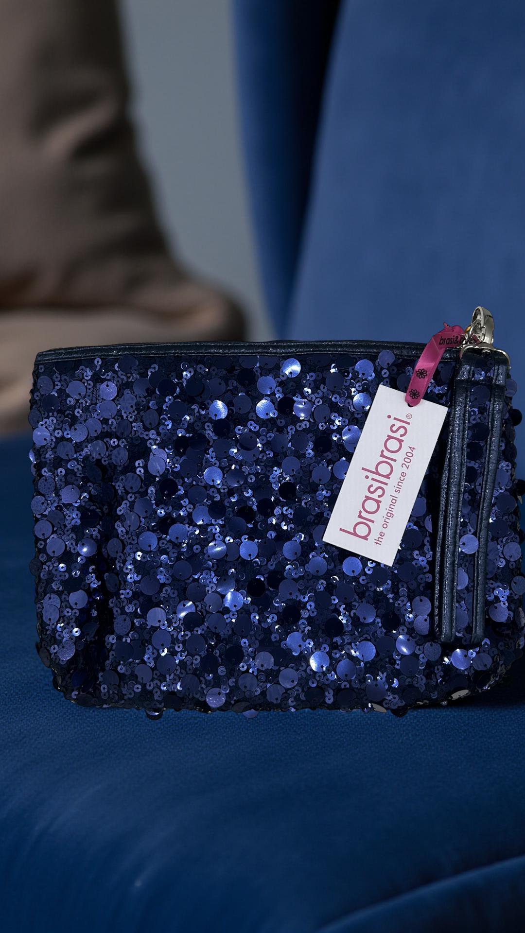 brasibrasi CLUTH – Marineblaue Glitzer-Handtasche | Trendige Glitzer-Tasche für besondere Anlässe