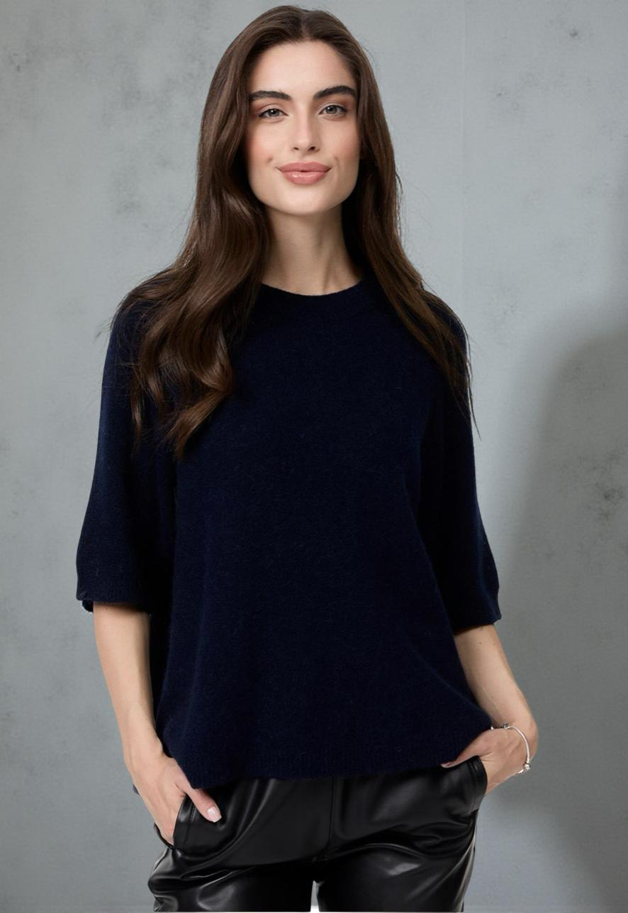 Edler Baby-Alpaka Halbarm-Strickpullover