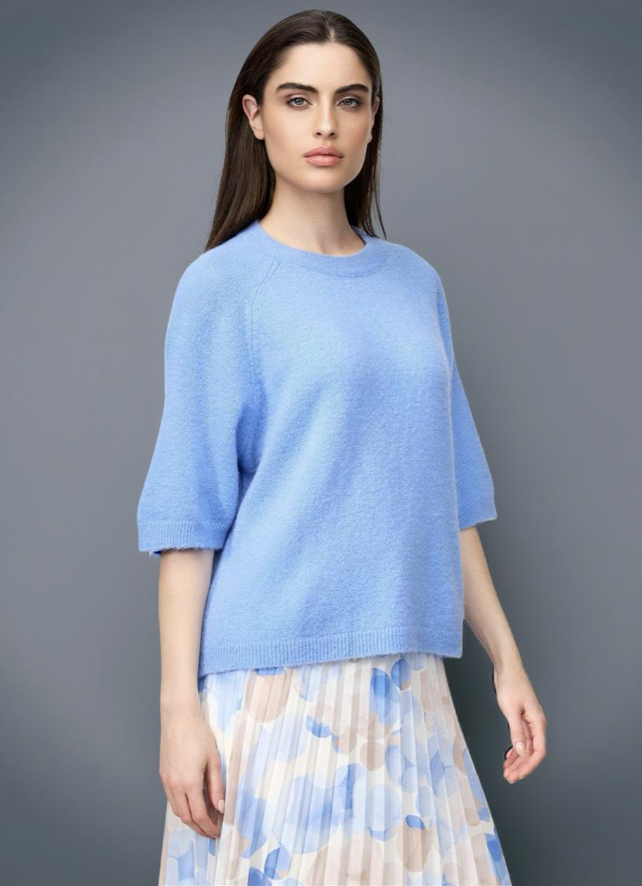 Edler Baby-Alpaka Halbarm-Strickpullover