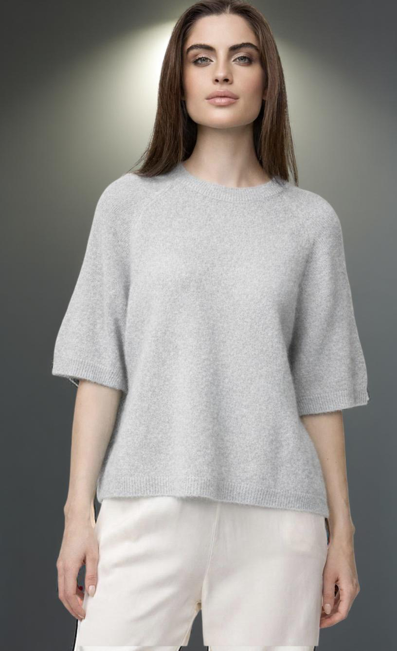 Edler Baby-Alpaka Halbarm-Strickpullover