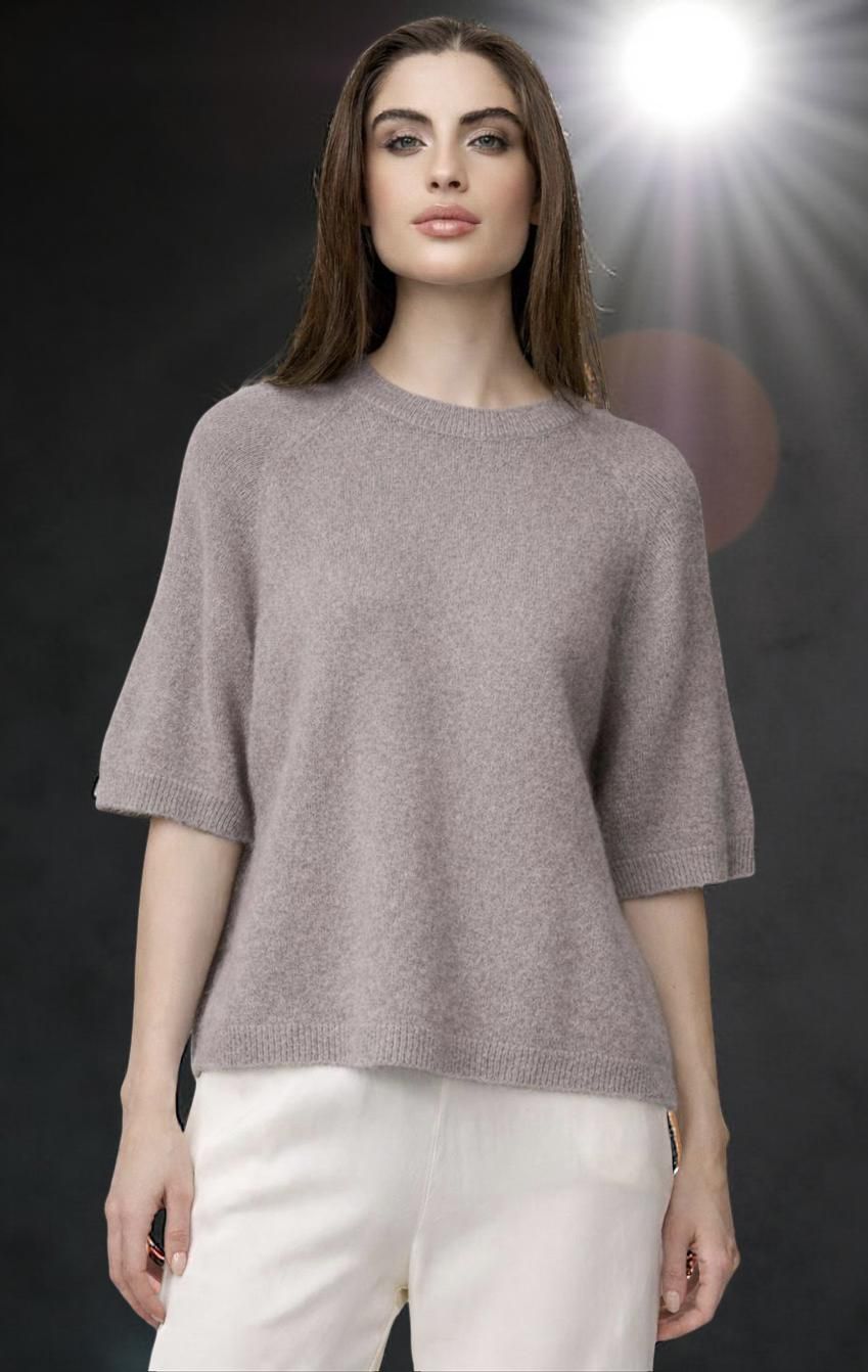 Edler Baby-Alpaka Halbarm-Strickpullover